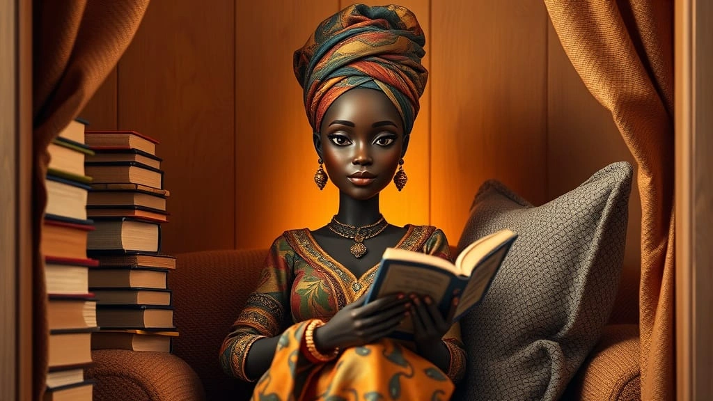 Black figurine with smooth curves placed near a lamp in a neutral-toned interior.